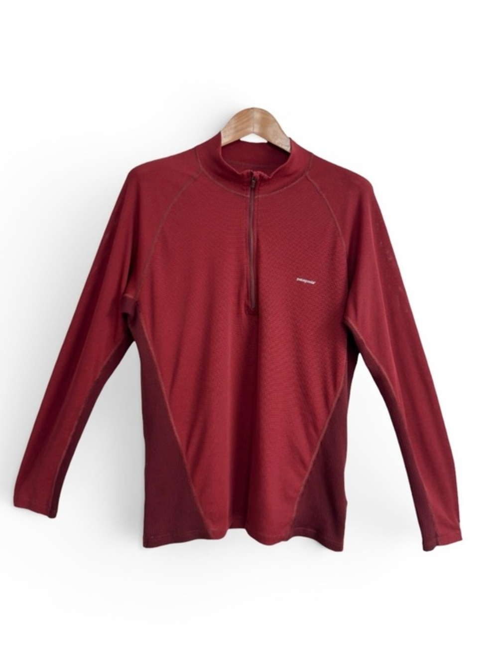 Patagonia Capilene 1/4 Zip Baselayer Pullover Red Mens Medium Hiking Top